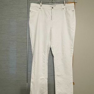 Land's End Mid Rise Straight White Jeans 18